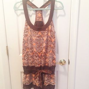 Free People Damask Print Drawstring Waist Tank